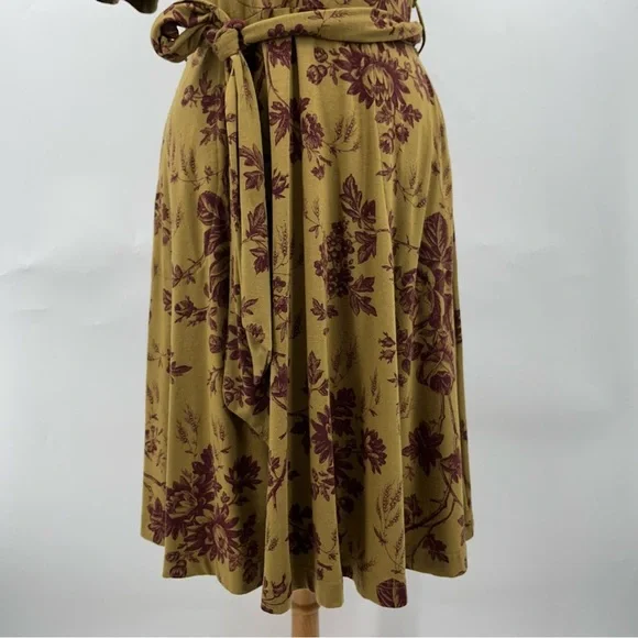 Effie's Heart M Cowl Neck Dress green 0687 brown elbow sleeve medium women - Picture 3 of 11